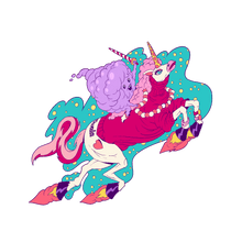 cotton candy riding a unicorn sticker
