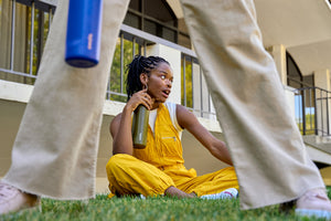 Girl holding an Owala water bottle