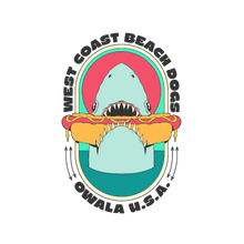 shark eating a hot dog sticker
